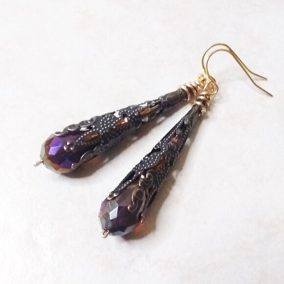 Copper + Gold Mixed Metals Earrings ~ S.E.X.Y!!! Day + Night Time Glam! - Picture 1 of 5